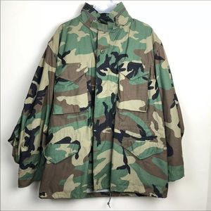 Vintage Military Jacket Large Camo Camouflage Field Coat Men’s SPM100-05-C-1102